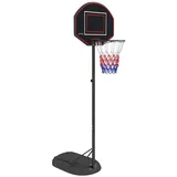 SPORTNOW Basketballkorb mit Ständer, 170-230 cm Höhenverstellbar Basketballständer mit Bruchsicherer Rückwand und Rädern, Basketballanlage - Schwarz