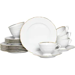 Kaffeeservice CREATABLE "Maria Theresia, KaffeeService 18-tlg", gold (weiß, goldfarben), 18 tlg., Porzellan, Geschirr-Sets, Traditionelle Porzellanform
