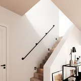 Pamo Handlauf für Treppen | 36-392 cm | Handlauf schwarz aus stabilen Rohren im industrial Loft Design | Treppengeländer innen zur Wandbefestigung | Handläufe