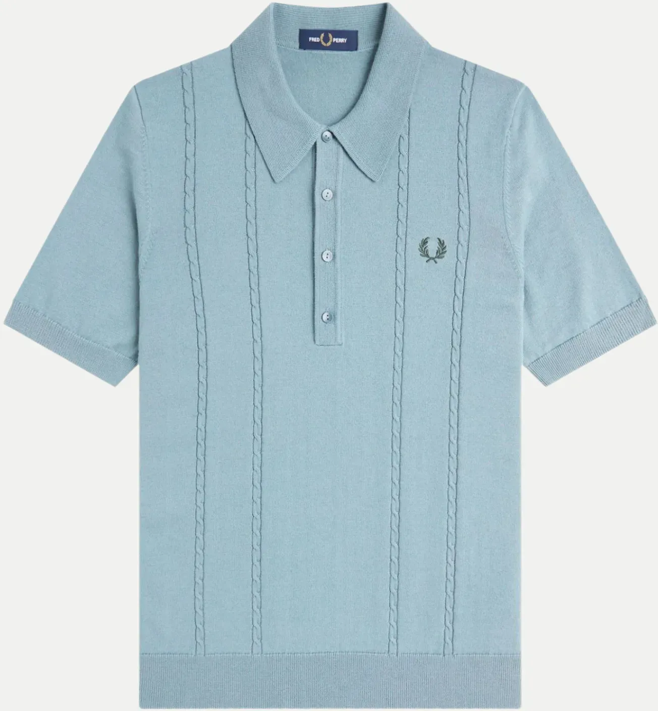 Strickpolo mit Zopfmuster Blau XL