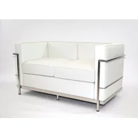 Charles L. Corbusier LC2-2 2-Sitzer-Sofa, Leder, Weiß