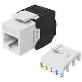 Equip Cat.6A Ungeschirmte Keystone-Buchse Werkzeuglos, 8 Stück/Set, Weiß, Flach,