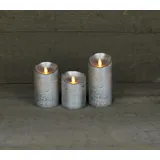 coen bakker 3er Set LED Echtwachskerze 10 cm 12,5 cm 15 cm silber