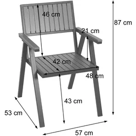 MCW Gartenstuhl+Gartentisch 2er Set Schwarz/Grau