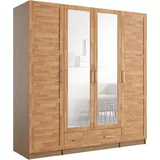 Kleiderschrank HOME AFFAIRE "Sabrina, natürlicher Landhausstil, mit Innenausstattung", braun (eiche), B:192cm H:200cm T:60cm, Schränke, Spiegel und Schubladen, teilmassiv,Buche oder Eiche, FSC-zertifiziert