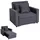MCW Schlafsessel MCW-L90 Textil 101 x 90 x 197 cm Grau mit Kissen