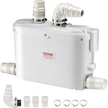 Vevor Hebeanlage, 500 W, 110 L/min Durchfluss, 8 m Förderhöhe, Schmutzwasserpumpe mit 4 Wassereinlässen, Abwasserhebeanlage für Küche, Keller, Dusche, Waschbecken, Waschküche,