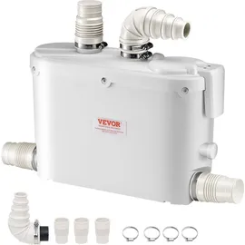 Vevor Hebeanlage, 500 W, 110 L/min Durchfluss, 8 m Förderhöhe, Schmutzwasserpumpe mit 4 Wassereinlässen, Abwasserhebeanlage für Küche, Keller, Dusche, Waschbecken, Waschküche,