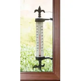 esschert design Fensterthermometer Fensterrahmen Thermometer aus Gusseisen, drehbar zum präzisen ablesen. braun