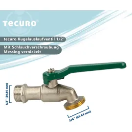 tecuro Kugelauslaufhahn 1/2 Zoll Messing