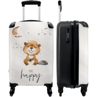 NoBoringSuitcases.com® Mitgebsel Kindergeburtstag Koffer Klein mit Rollen Handgepäck Geschenk - Zitat - Biber - Design - 55x35x20cm