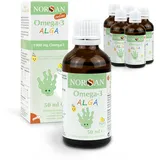 NORSAN Omega 3 ALGA Öl vegan 3x50ml / hochdosiertes Omega 3 vegan für Kinder 1.000mg pro Portion/Omega 3 Algenöl reich an DHA/Tagesdosis 2 ml ab 35 kg Algenöl Omega 3 vegan flüssig