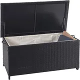 Mendler Poly-Rattan Kissenbox HWC-D88AM, Gartentruhe Auflagenbox Truhe Premium, 51x100x50cm 170l - schwarz
