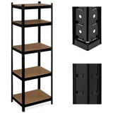 Relaxdays Schwarzes Schwerlastregal mit 5 Ebenen Hellbraun,Schwarz