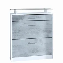 Vladon Loret 89 x 104 x 23 cm mit 1 Schublade und Glasablage grau