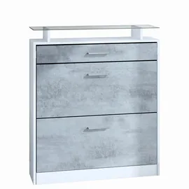 Vladon Loret 89 x 104 x 23 cm mit 1 Schublade und Glasablage grau