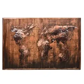 Garden Pleasure Wandbild 3D Weltkarte braun, Metall