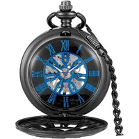 Tiong Retro Gear mechanische Taschenuhr Handaufzug Steampunk Taschenuhr mit Kette Geschenkbox für Herren