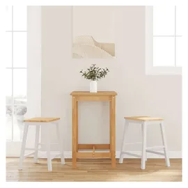 vidaXL Barstühle 2 Stk. Weiß Massivholz Gummibaum
