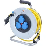 as - Schwabe Kabeltrommel 50 m - Schweizer SEV Typ 13 Stecker - K35 AT-N07 V3V3-F 3G1,5-3-fach Steckdose T13 230V/10A - Thermoschutz - Verzinkter Stahlrahmen - IP55 - Made in Germany, 711592