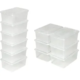 Tectake Schuhbox 33 x 23 x 12 cm 24-tlg. transparent/weiß