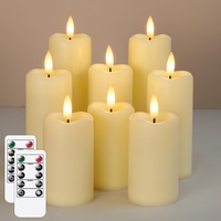 Mavandes Packung mit 8 flammenlos flackernden LED-Kerzen mit 2 Fernbedienungen und Timerfunktion, 5,3cm x 11cm 14cm 17cm Elfenbeinfarbene batteriebetriebene Kunststoffkerzen