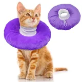Hjumarayan Halskrause Katze Weich, Katzenkragen Leckschutz Weich Schutzkragen Katze Einstellbarer Trichter Katze Kragen Katze Leckschutz nach OP, Lila M