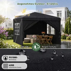 Sekey Faltpavillon 3 x 3 m inkl. 4 Seitenteile Grau