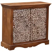 Marrakesch Orient & Mediterran Interior Sideboard Möbel Schrank Haifo Boho Vintage Massivholz Weiß 100cm Deko Handarbeit