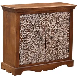 Marrakesch Orient & Mediterran Interior Sideboard Möbel Schrank Haifo Boho Vintage Massivholz Weiß 100cm Deko Handarbeit