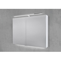 Spiegelschrank 90 cm mit LED Chrom Beleuchtung Doppelspiegeltüren Beton Anthrazit