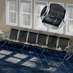 CLP 6er Wartebank Airport Kunstleder schwarz/schwarz