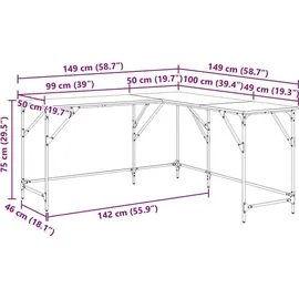 vidaXL Schreibtisch Artisan-Eiche 149 x 149 x 75 cm