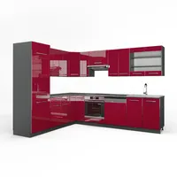 Vicco Eckküche, Bordeaux, Anthrazit, L-Form,L-Form, 287x82x60 cm, Küchen, Eckküchen,