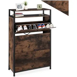 Tectake Industrial Schuhkipper 32 x 130 x 81 cm dunkelbraun / dunkel