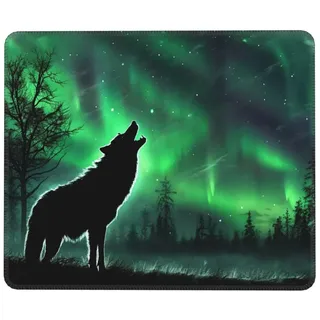 Mauspad Der Wolf Klein Mousepad 400 x 300 mm - Vernähter Rand - rutschfest - für Gaming Büro Office Homeoffice - 40 x 30 cm Mouse Pad Mat - Mausunterlage klein f alle Maus Arten, Geschenk H-411