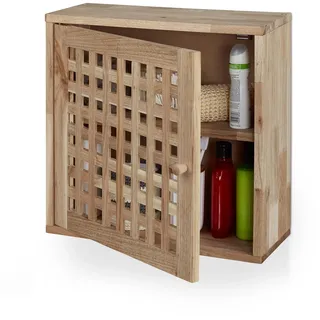 Relaxdays Wandschrank, Walnuss, 2 Fächer, Magnetverschluss, Hängeschrank Badezimmer, Küche, HBT: 42 x 42 x 18 cm, Natur,