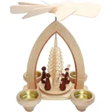 Heinz Lorenz 1-stöckige Weihnachtspyramide Kurrende - Natur - 26 cm - 100% Erzgebirge Pyramide