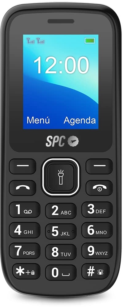 SPC Talk - Mobiltelefon einfach zu bedienen, 4,6-cm-Display (1,8 Zoll), großer 800-mAh-Akku, FM-Radio, Dual-SIM, Taschenlampe und Rückkamera, Schwarz