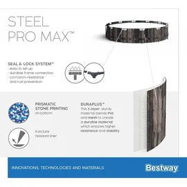 BESTWAY Steel Pro Max Frame Pool Set 366 x 100 cm holzoptik inkl. Filterpumpe