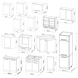 Vicco Winkelküche L-Form 287 cm Weiß Hochglanz