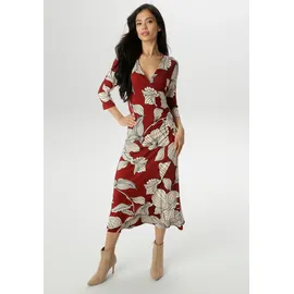 Aniston SELECTED Jerseykleid Midi Geblümt Rot/Schwarz/Weiß 34