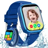 4G Smartwatch Kinder, IP68 Wasserdicht Smartwatch Kinder mit Videoanruf, Telefon, Voice Chat, GPS, SOS, Schulmodus, Wecker, Kinderuhr für Mädchen und Jungen 3-14 Jahren Hellblau (Glänzende Lünette)