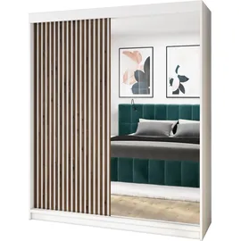mebloland Schwebetürenschrank MIT, Kleiderschrank 120 cm mit Spiegel (Weiß,
