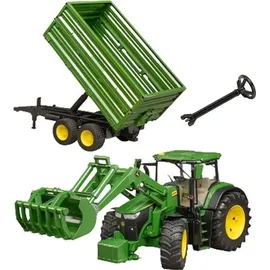 Bruder John Deere 7R 350 mit Frontlader und Tandemachstransportanhänger