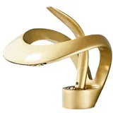 KLARWERK NAVIS | Design Wasserfall Wasserhahn Bad Gold matt Badarmatur | Elegante Premium Edelstahl Armatur für Waschbecken | Hotel Mischbatterie 2 Anschlüsse