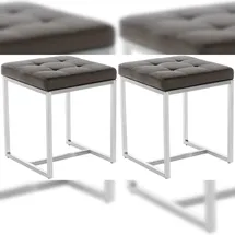 CLP 2er Set Edelstahl Sitzhocker Barci braun