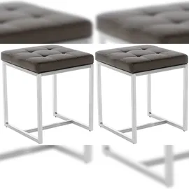 CLP 2er Set Edelstahl Sitzhocker Barci braun