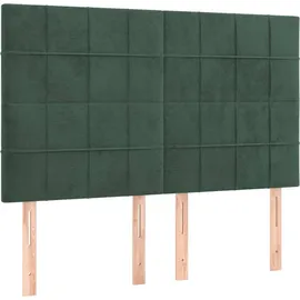 vidaXL Boxspringbett mit Matratze & LED Dunkelgrün 140x200 cm Samt