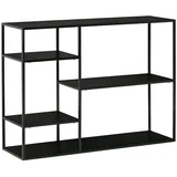 Homcom Standregal Bücherregal Lagerregal Aktenregal mit 5 offenen Fächern Küchenregal Metall Schwarz 120 x 35 x 87,5 cm